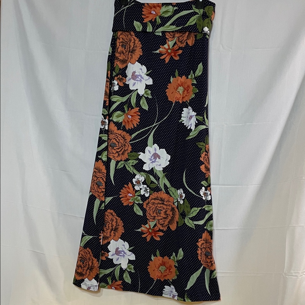 Popana Black Floral A-Line Skirt
